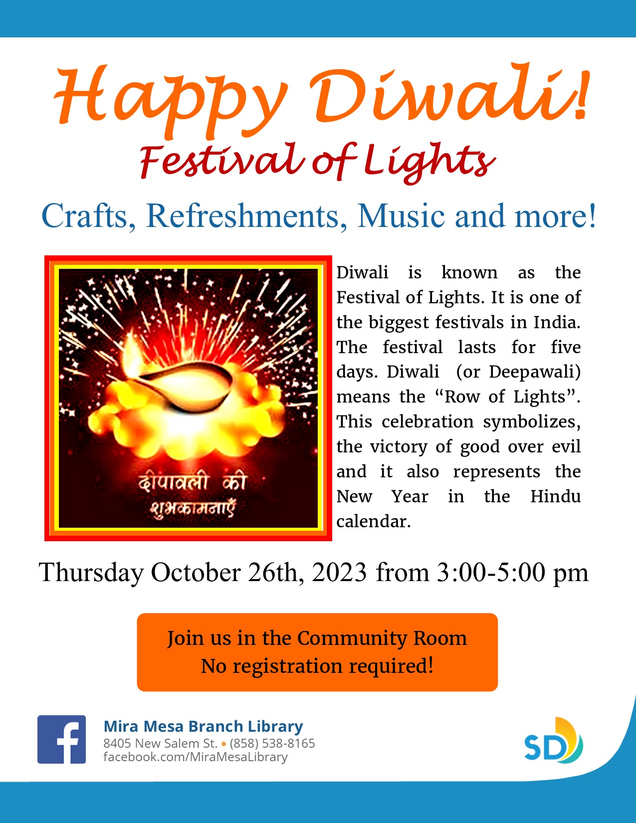 Diwali Celebration Festival of Lights San Diego Public Library